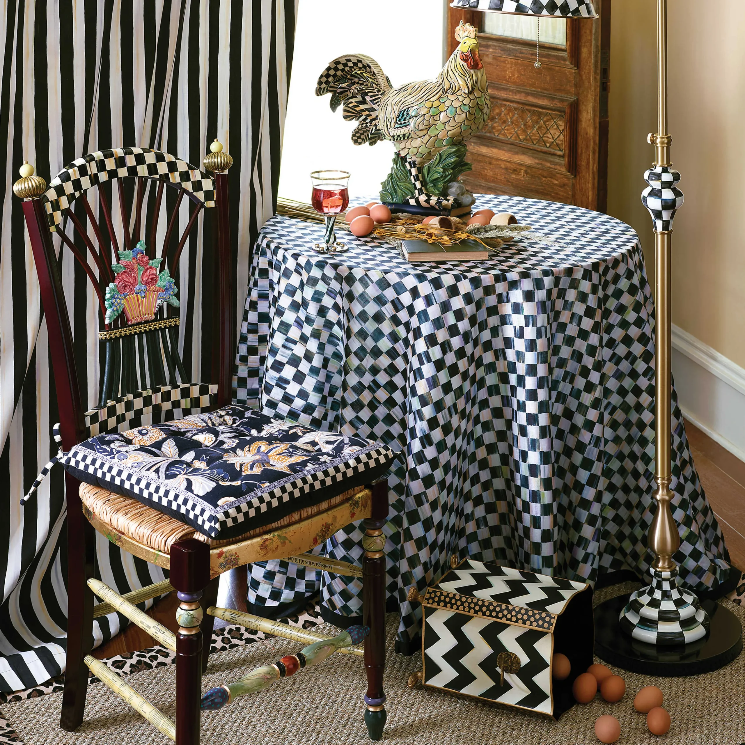 Dark Flower Basket Side Chair|MacKenzie-Childs New