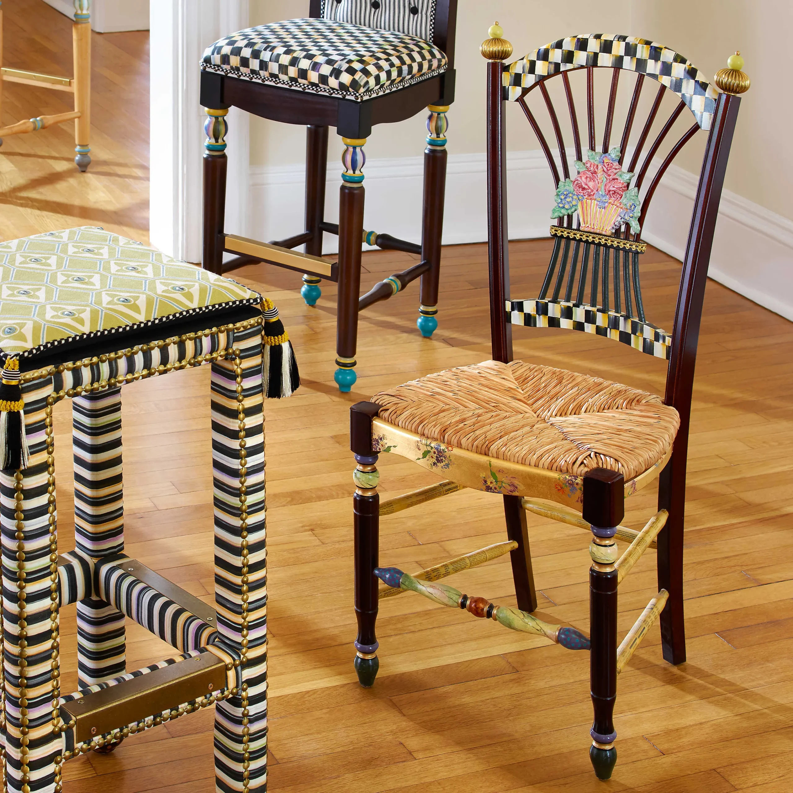 Dark Flower Basket Side Chair|MacKenzie-Childs New