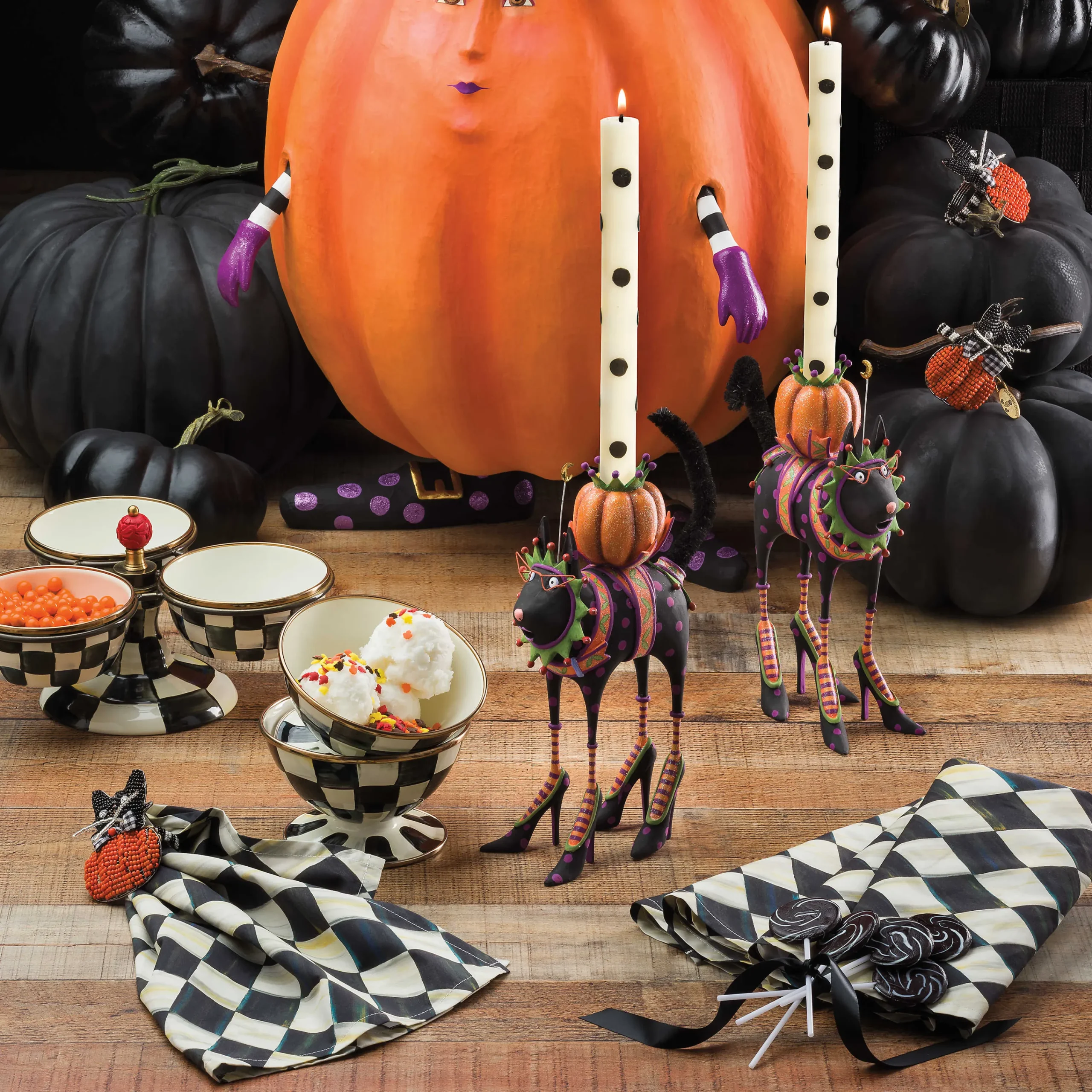 Dot Dinner Candles - Black - Set Of 2|MacKenzie-Childs Outlet