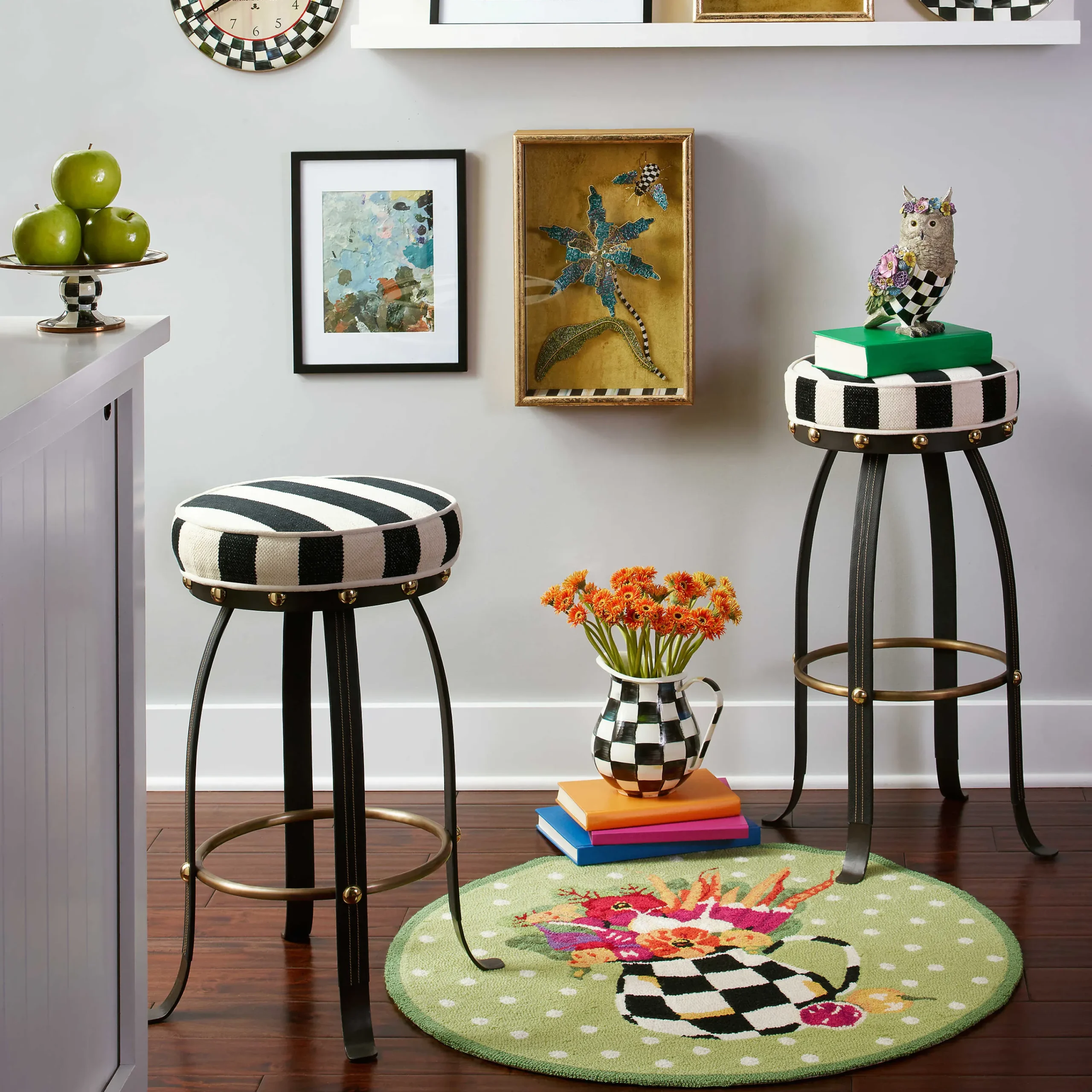 Flatiron Bar Stool - Black|MacKenzie-Childs Discount