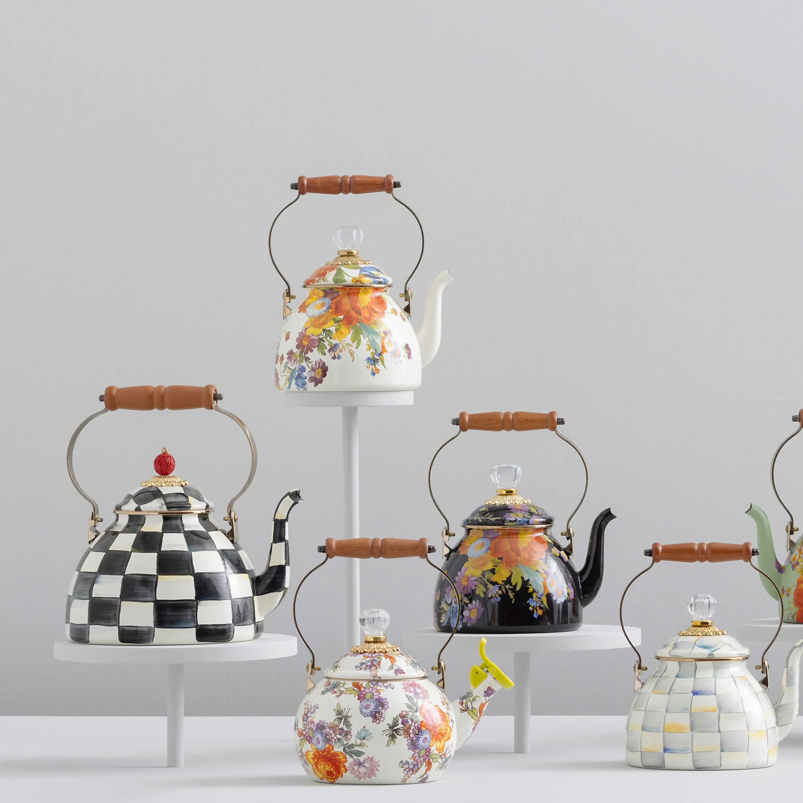 Flower Market 2 Quart Tea Kettle - Black|MacKenzie-Childs Clearance