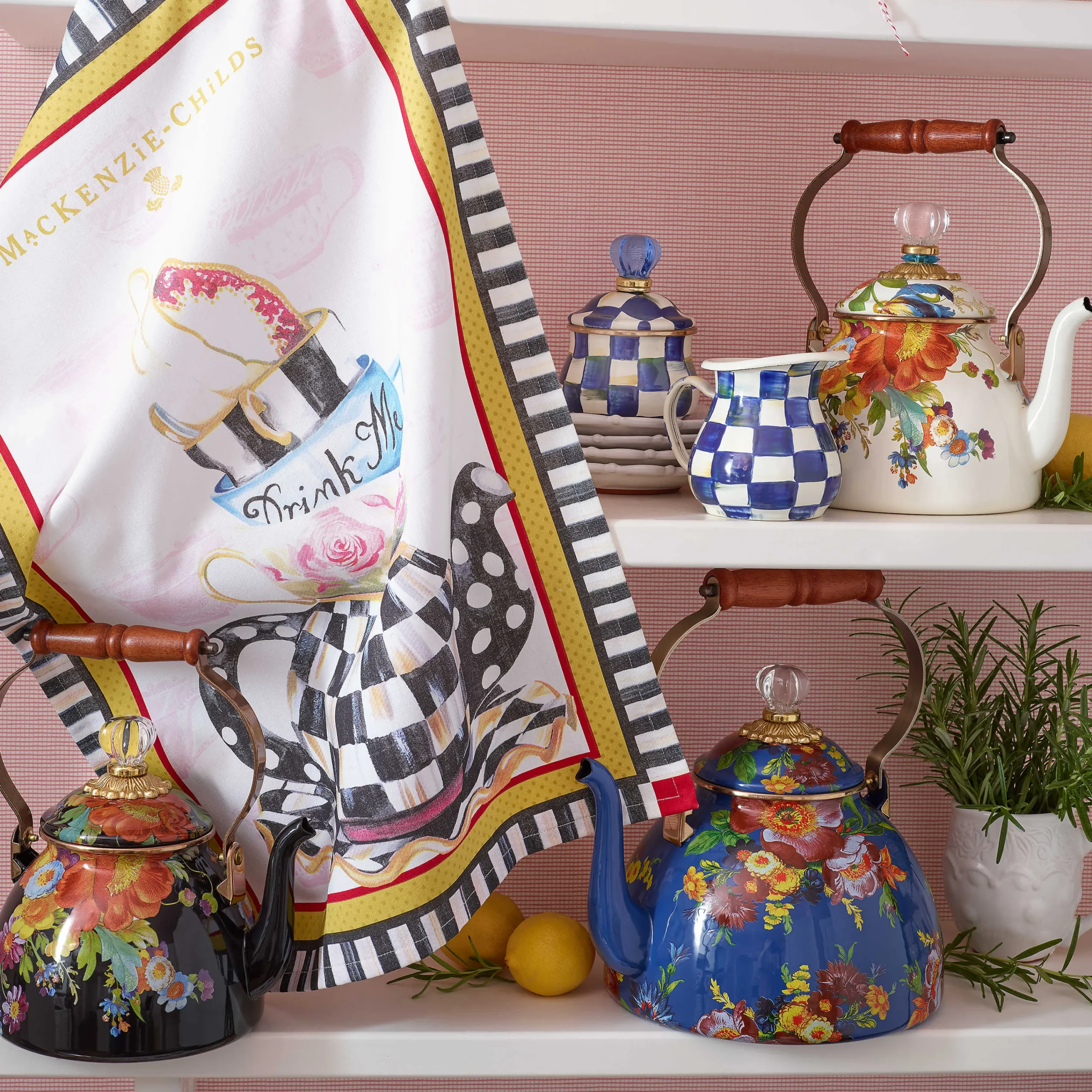 Flower Market 3 Quart Tea Kettle - Lapis|MacKenzie-Childs Best