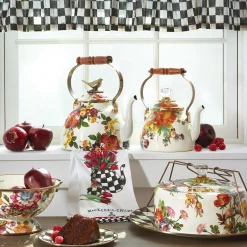 Flower Market 2 Quart Tea Kettle - White|MacKenzie-Childs Clearance