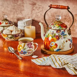 Flower Market 2 Quart Tea Kettle - White|MacKenzie-Childs Clearance