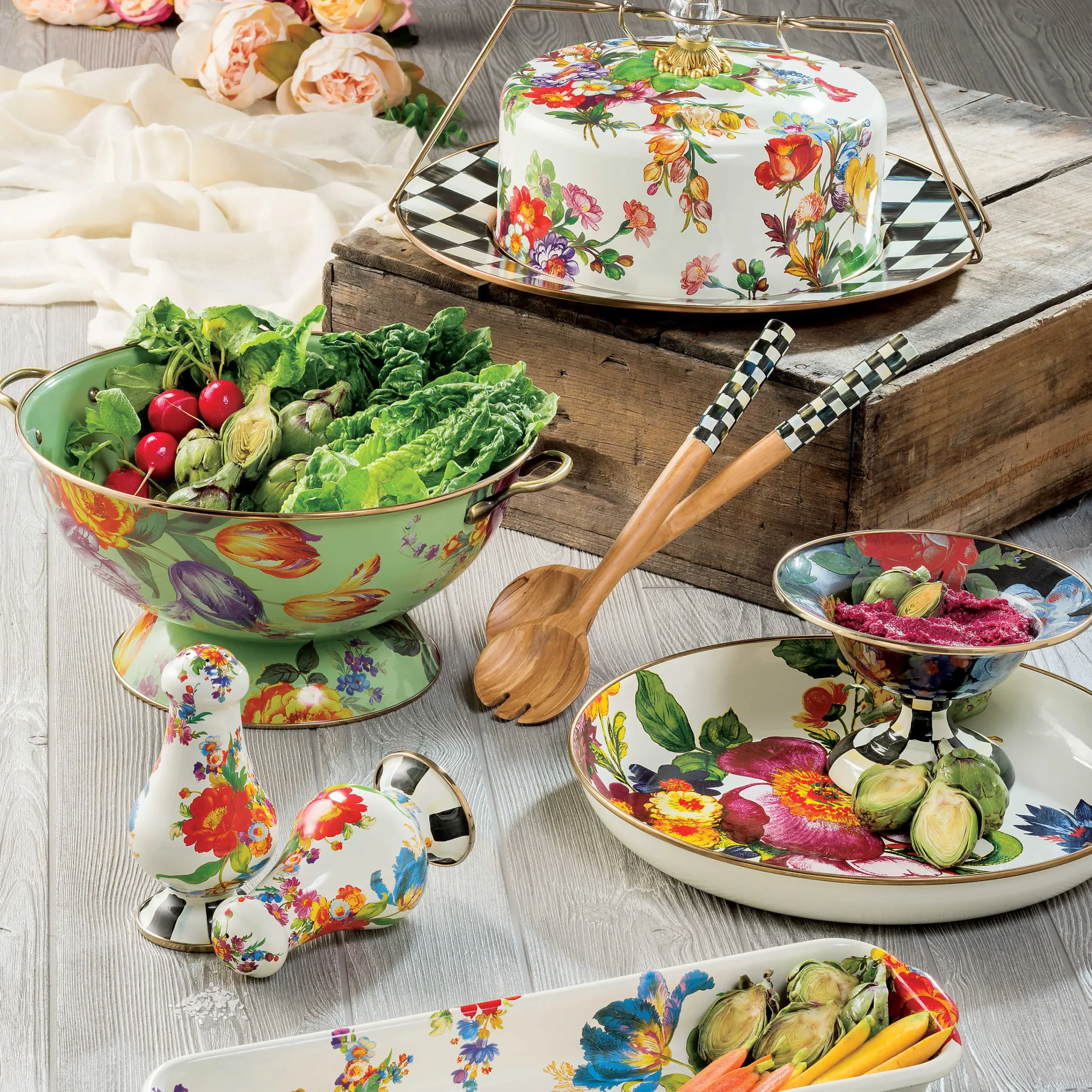 Flower Market Abundant Bowl - White|MacKenzie-Childs