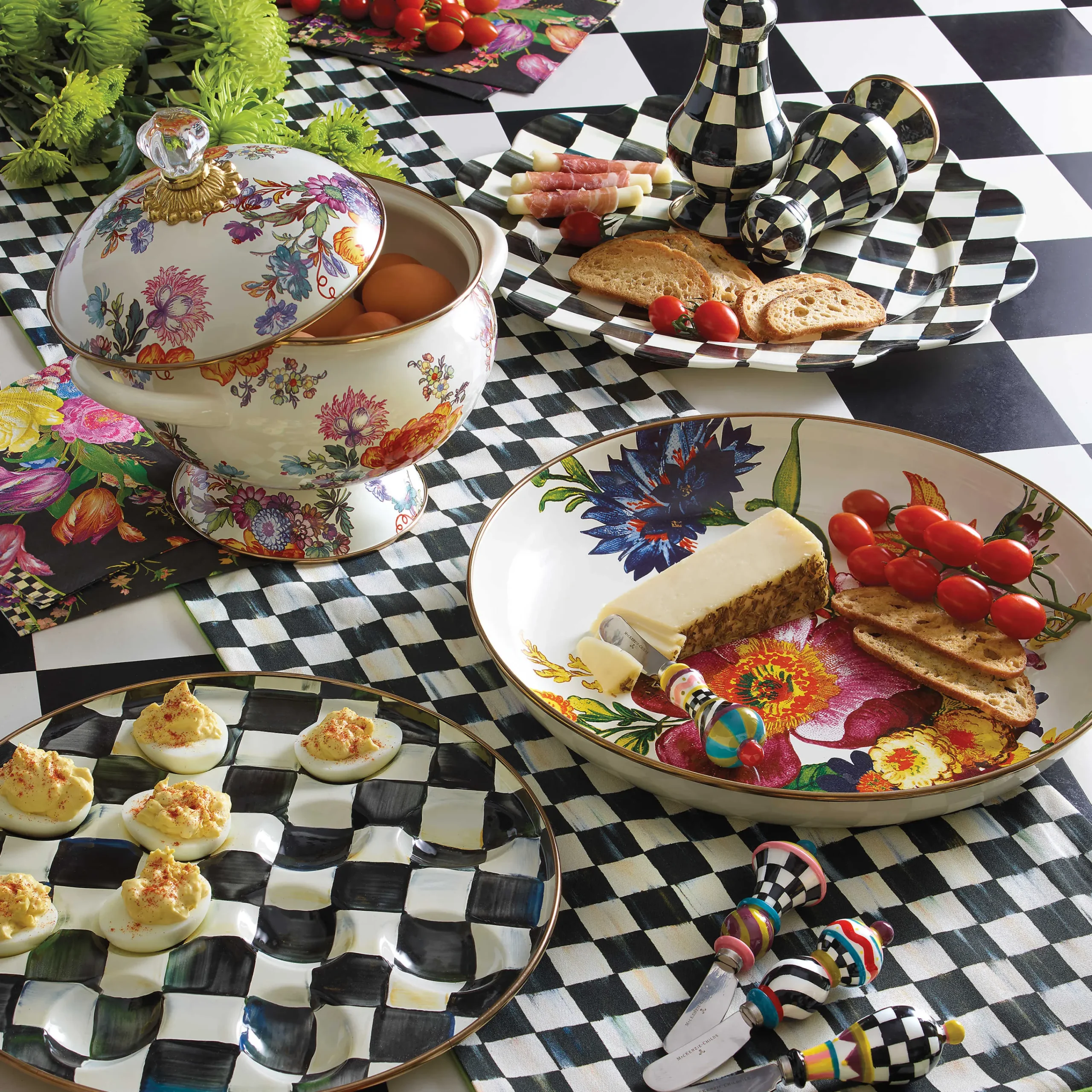 Flower Market Abundant Bowl - White|MacKenzie-Childs