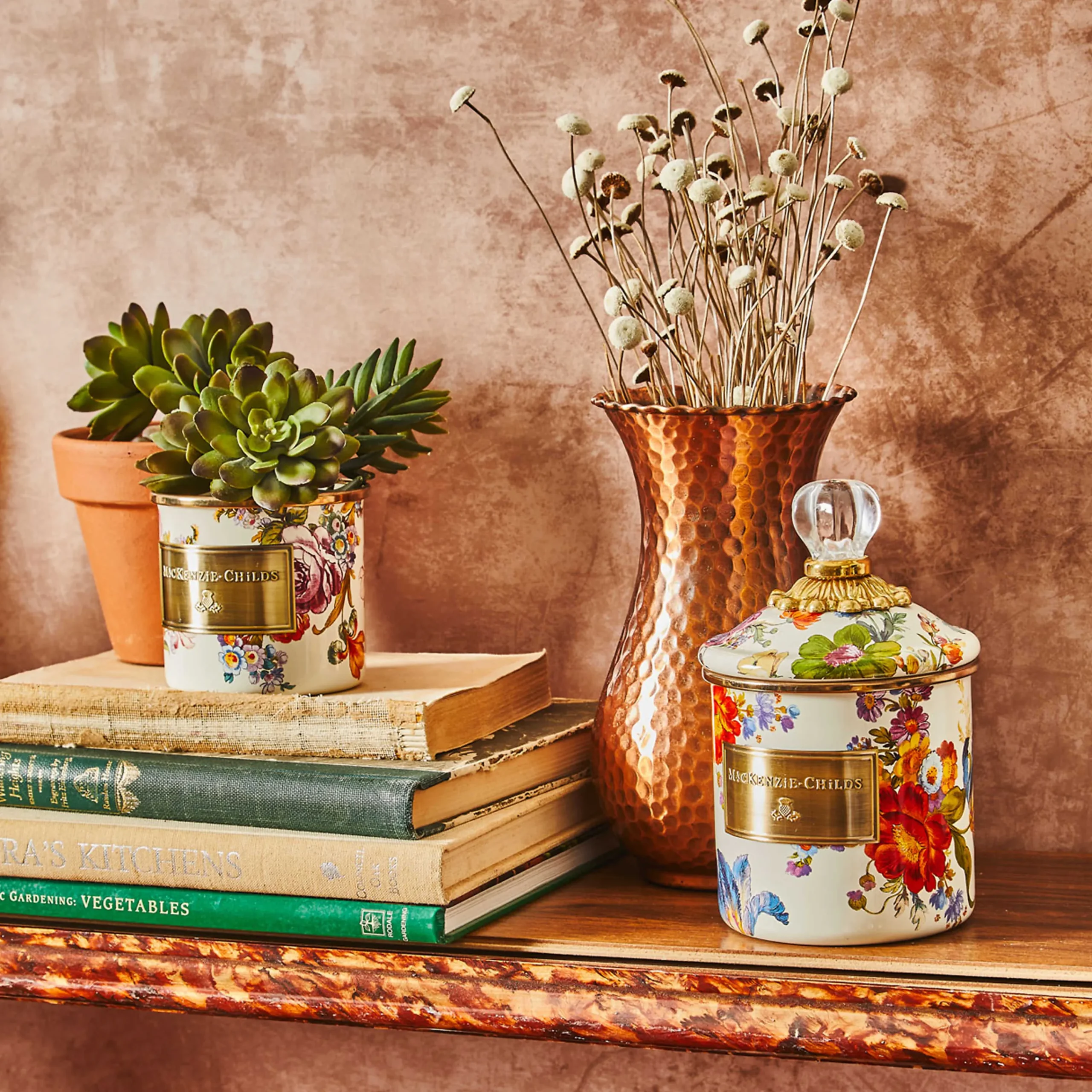 Flower Market Demi Canister - White|MacKenzie-Childs Sale