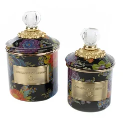 Flower Market Demi Canister - Black|MacKenzie-Childs Discount