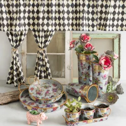 Flower Market Galvanized Herb Pots With Tray - Set Of 3|MacKenzie-Childs