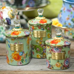 Flower Market Large Canister - Green|MacKenzie-Childs New