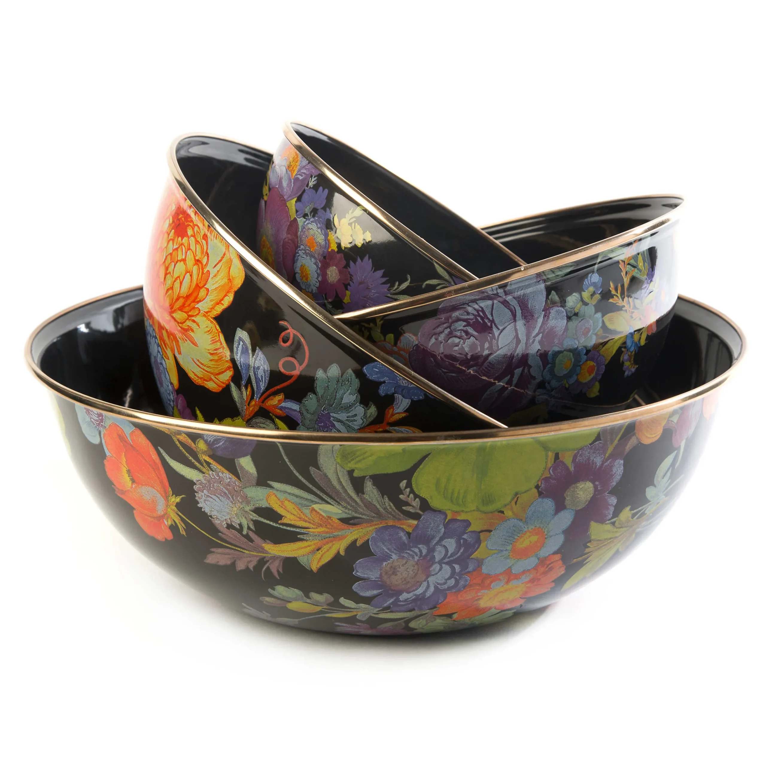 Flower Market Large Everyday Bowl - Black|MacKenzie-Childs Sale