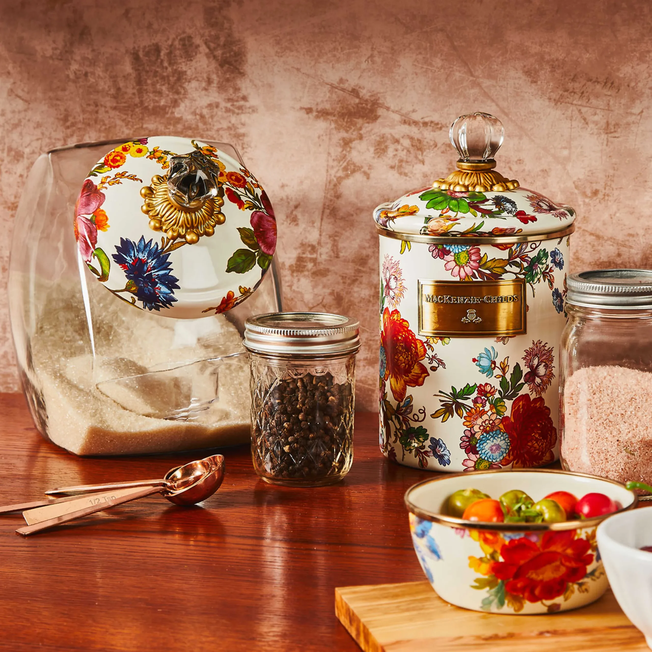 Flower Market Medium Canister - White|MacKenzie-Childs Discount