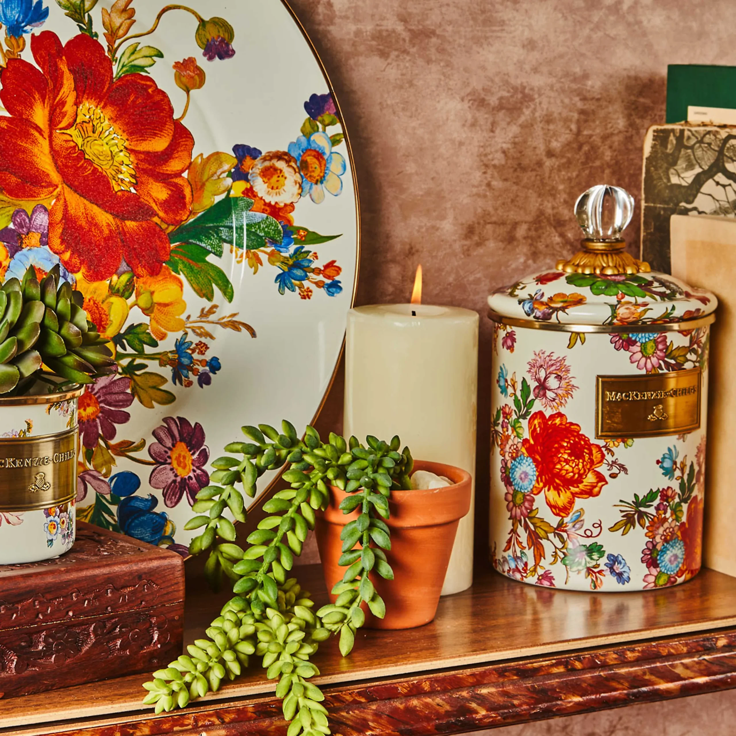Flower Market Medium Canister - White|MacKenzie-Childs Discount