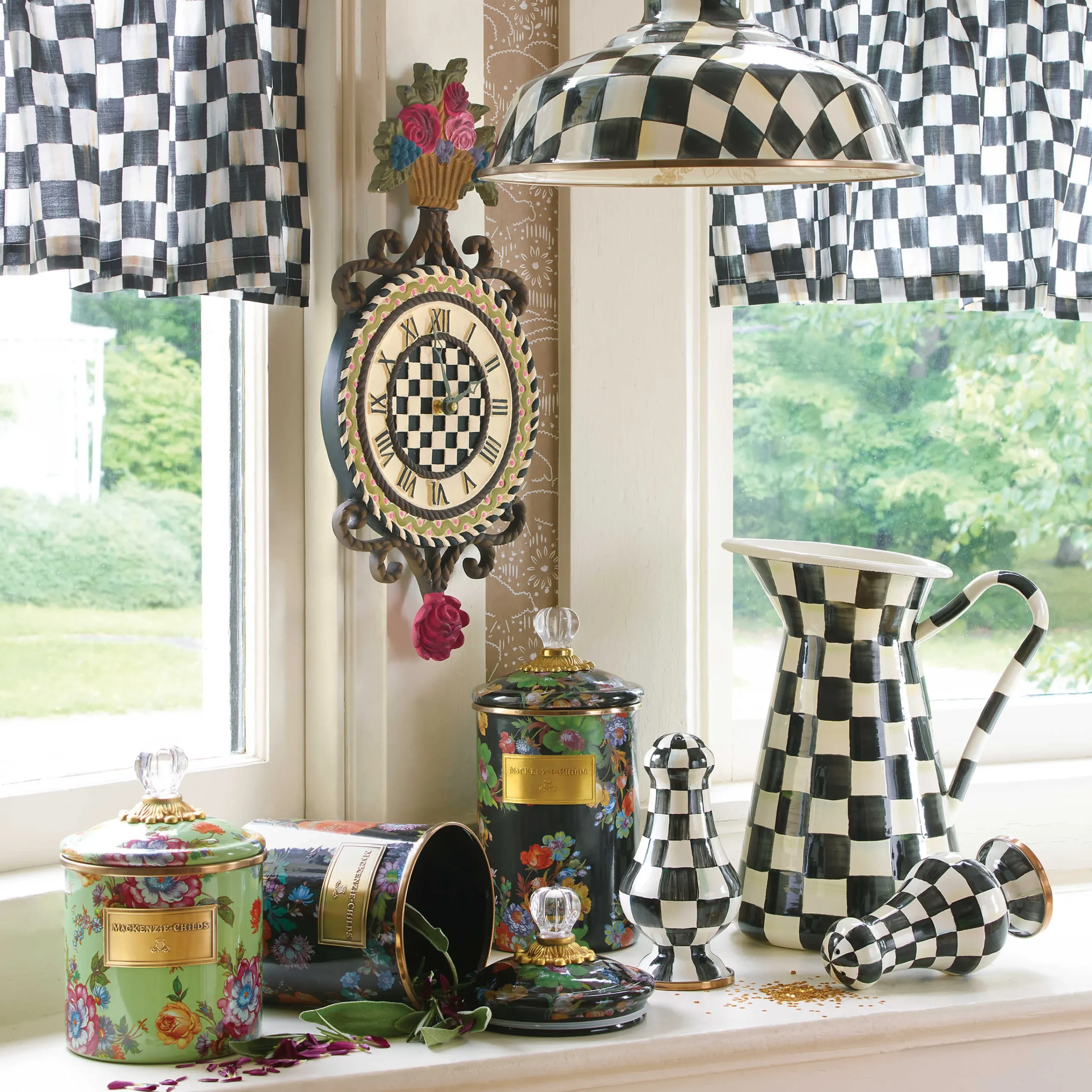 Flower Market Medium Canister - Black|MacKenzie-Childs Sale