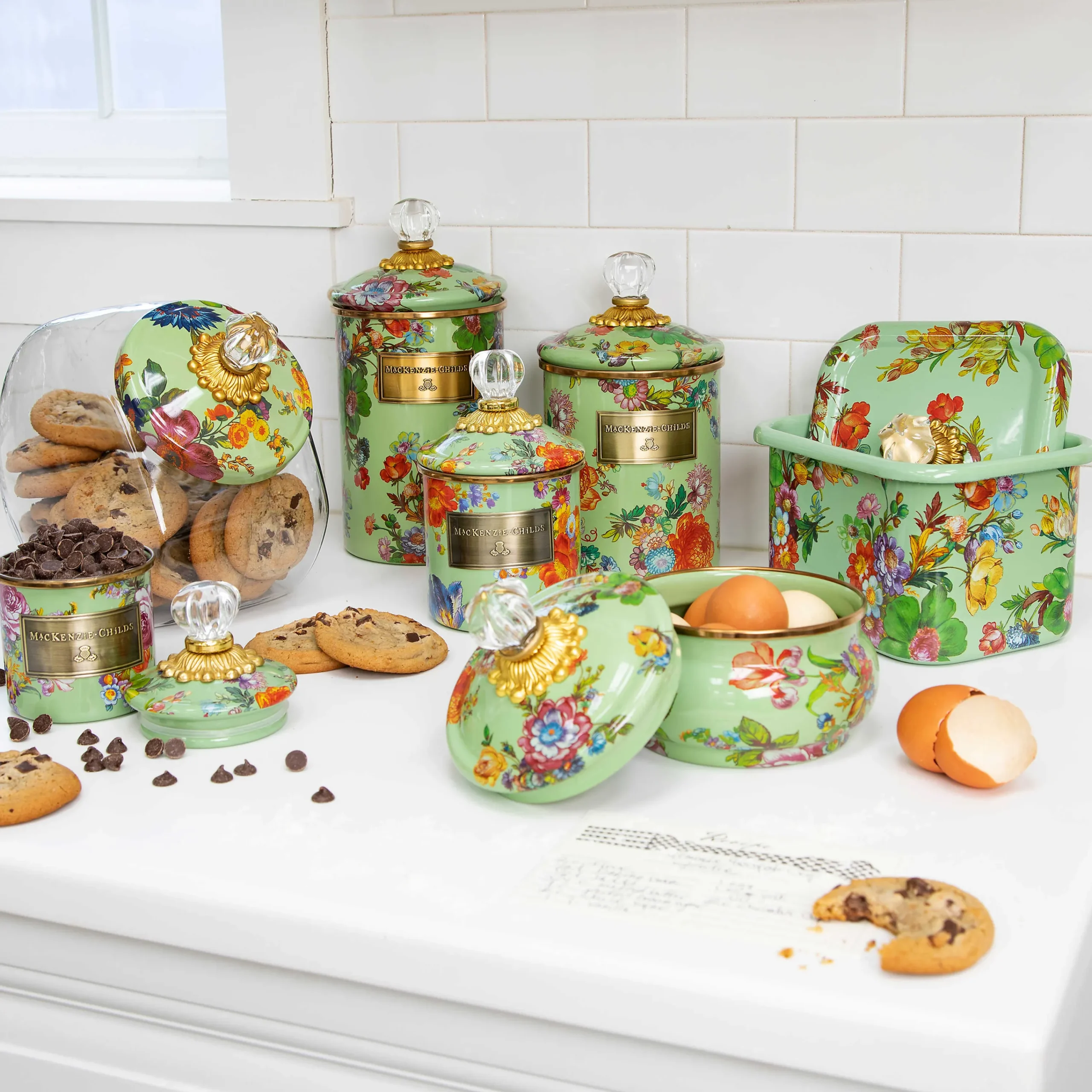 Flower Market Mini Canister - Green|MacKenzie-Childs Discount