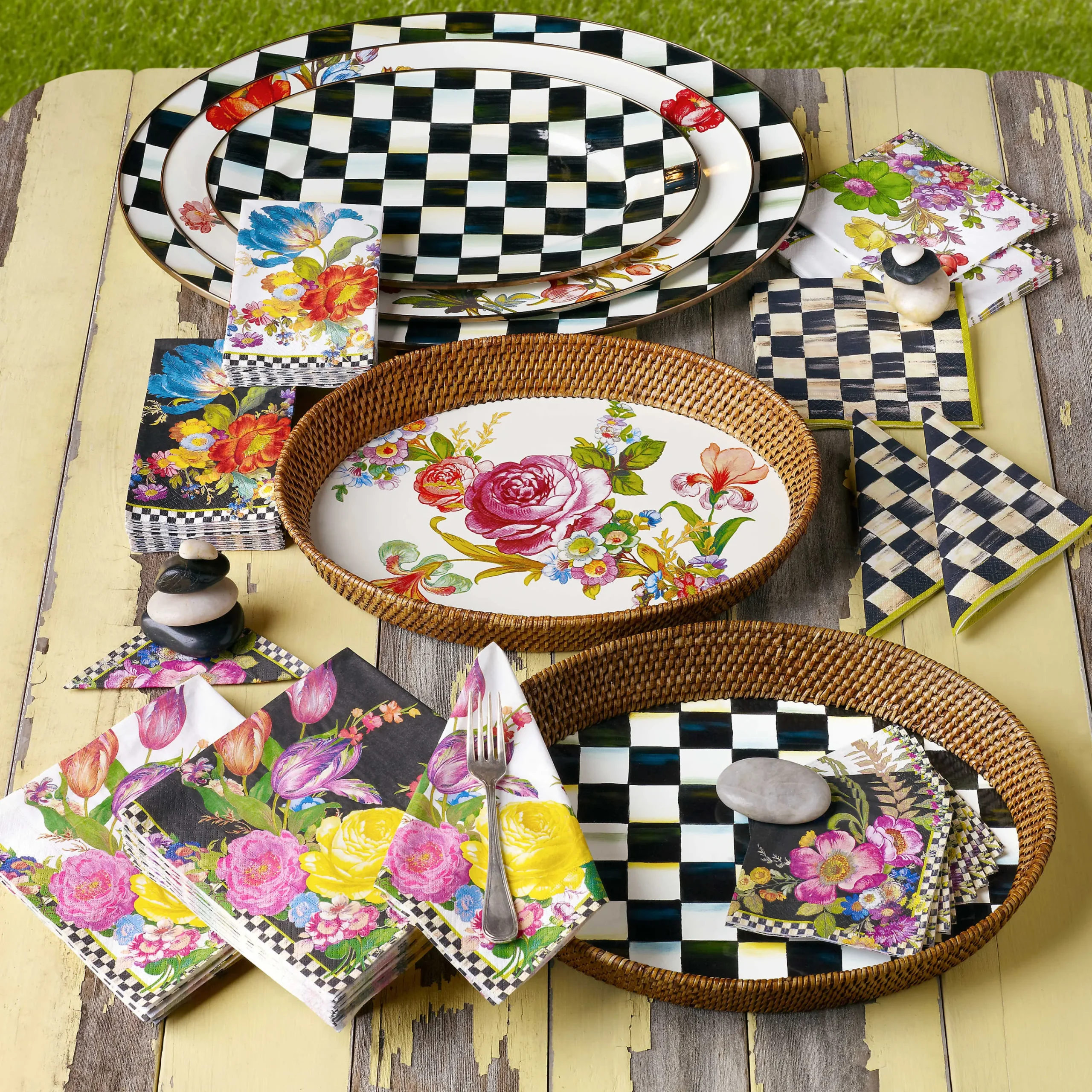 Flower Market Paper Napkins - Cocktail - White|MacKenzie-Childs Discount