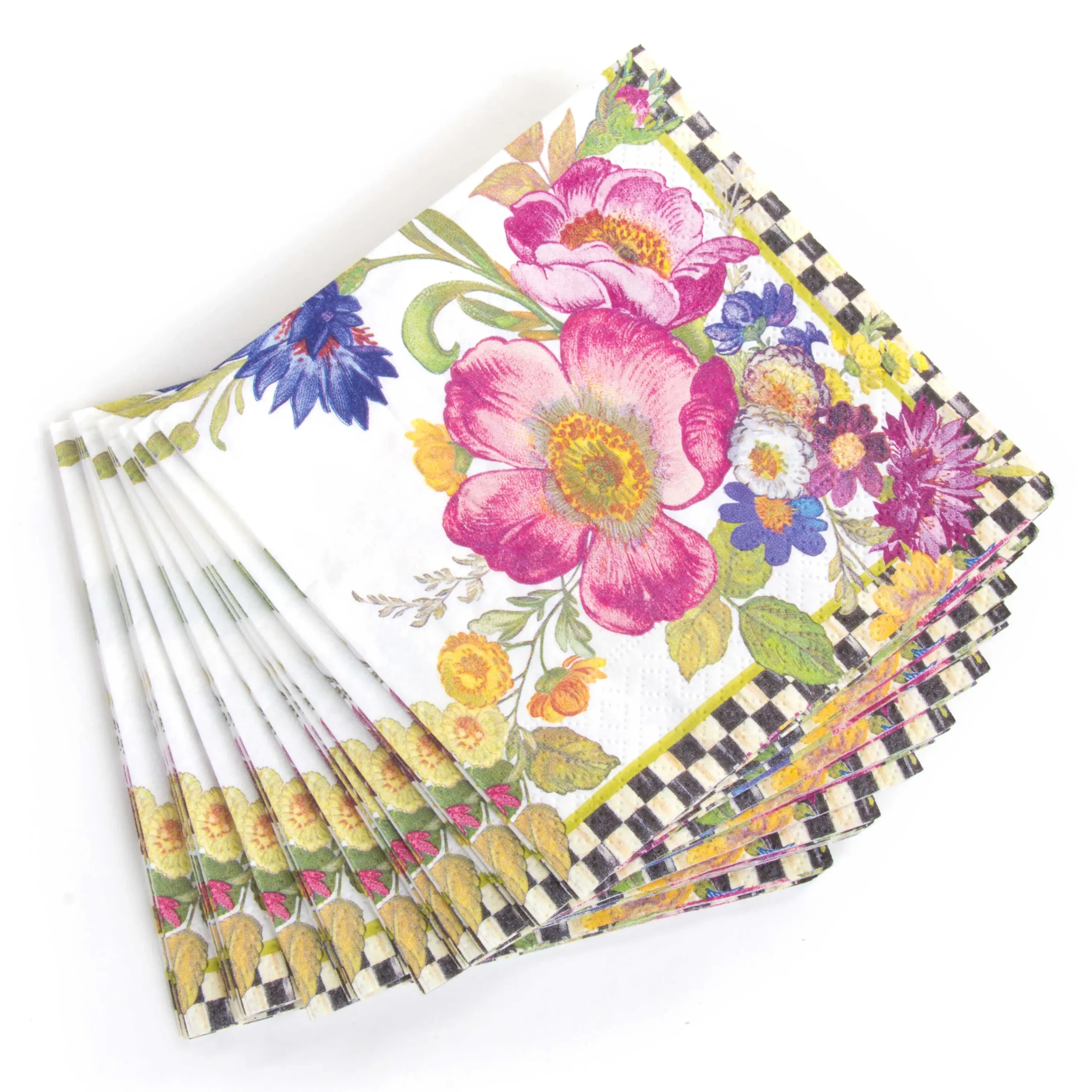 Flower Market Paper Napkins - Cocktail - White|MacKenzie-Childs Discount