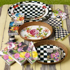 Flower Market Paper Napkins - Cocktail - Black|MacKenzie-Childs Clearance