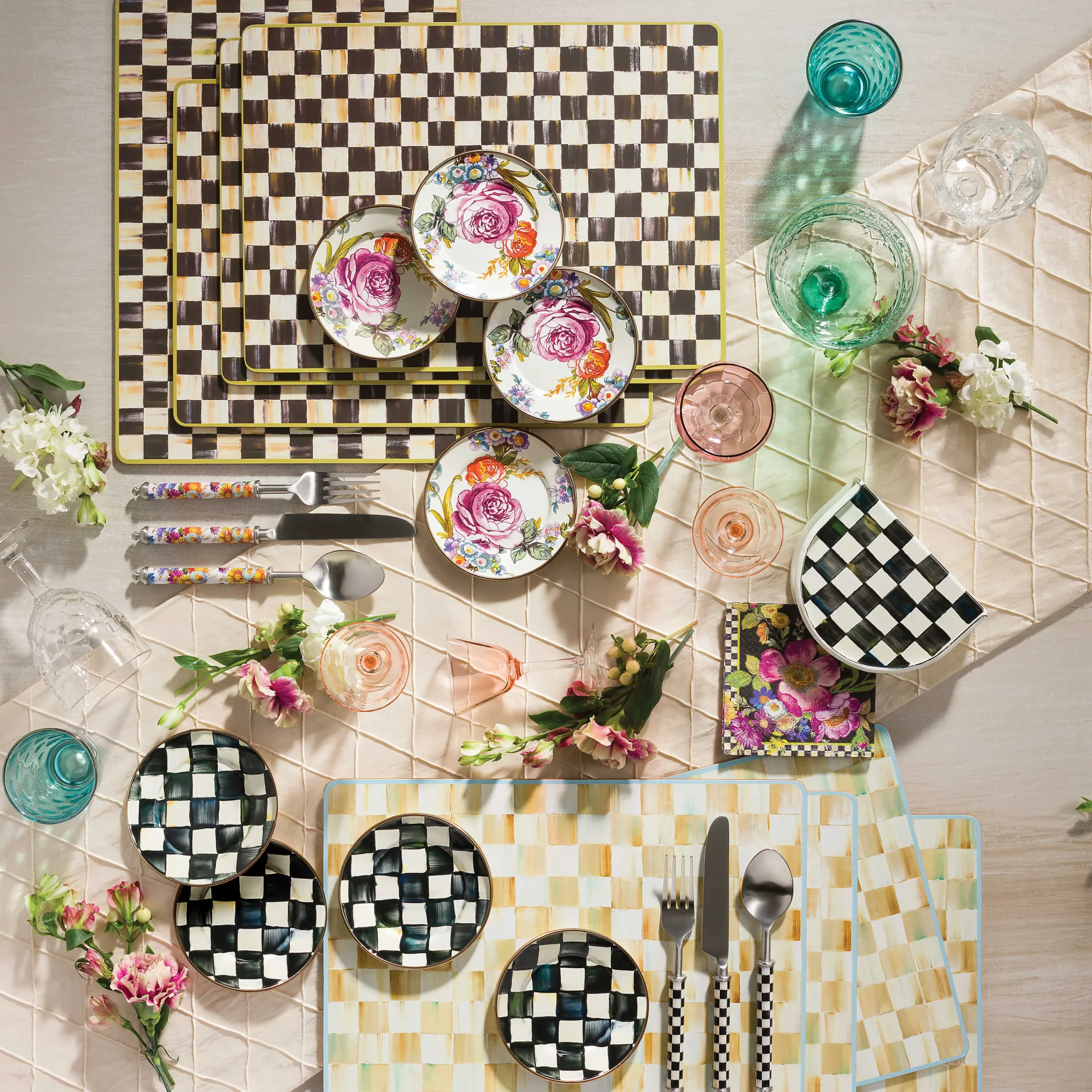 Flower Market Paper Napkins - Cocktail - Black|MacKenzie-Childs Clearance