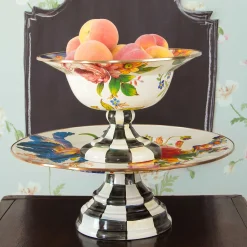 Flower Market Pedestal Platter - White|MacKenzie-Childs Sale
