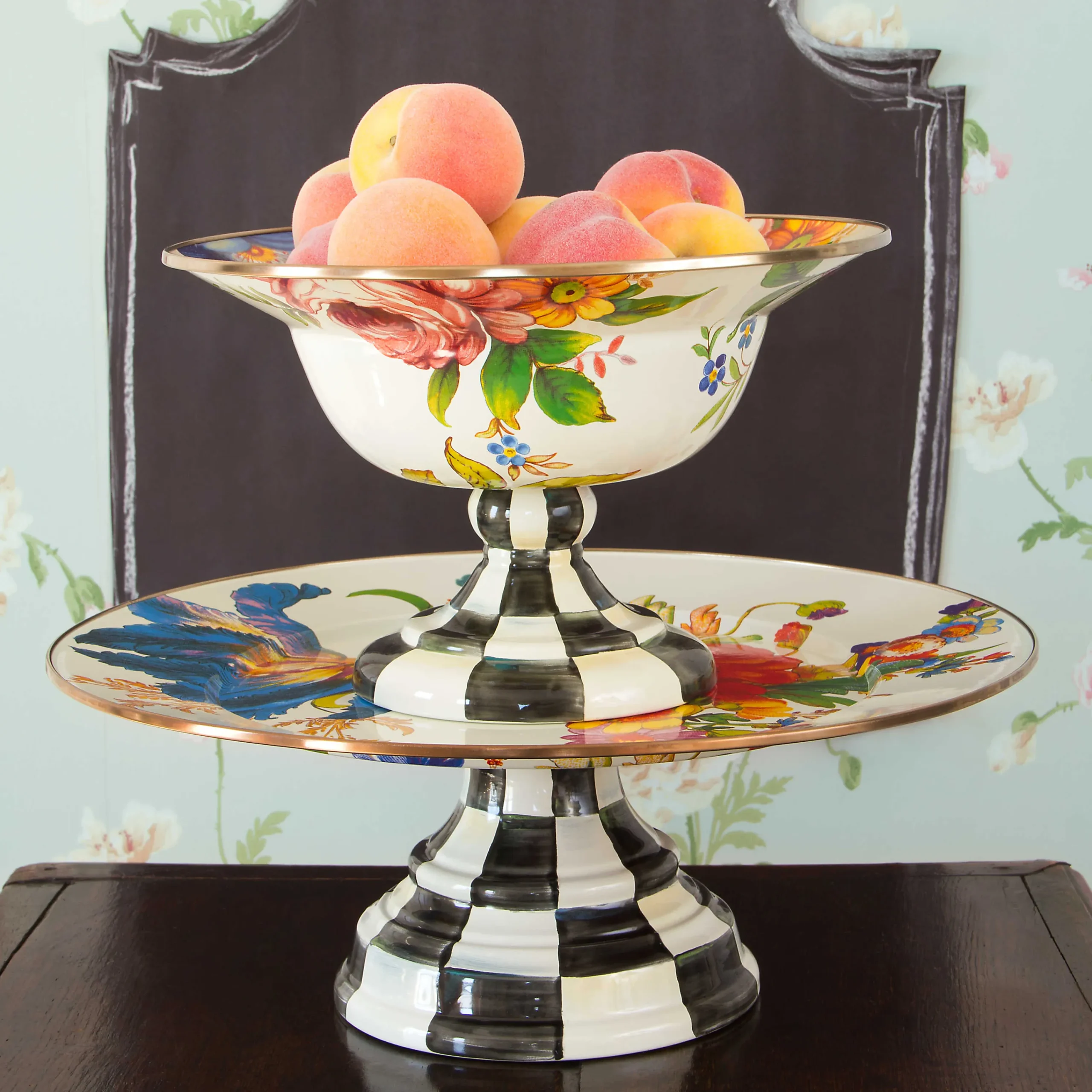 Flower Market Pedestal Platter - White|MacKenzie-Childs Sale