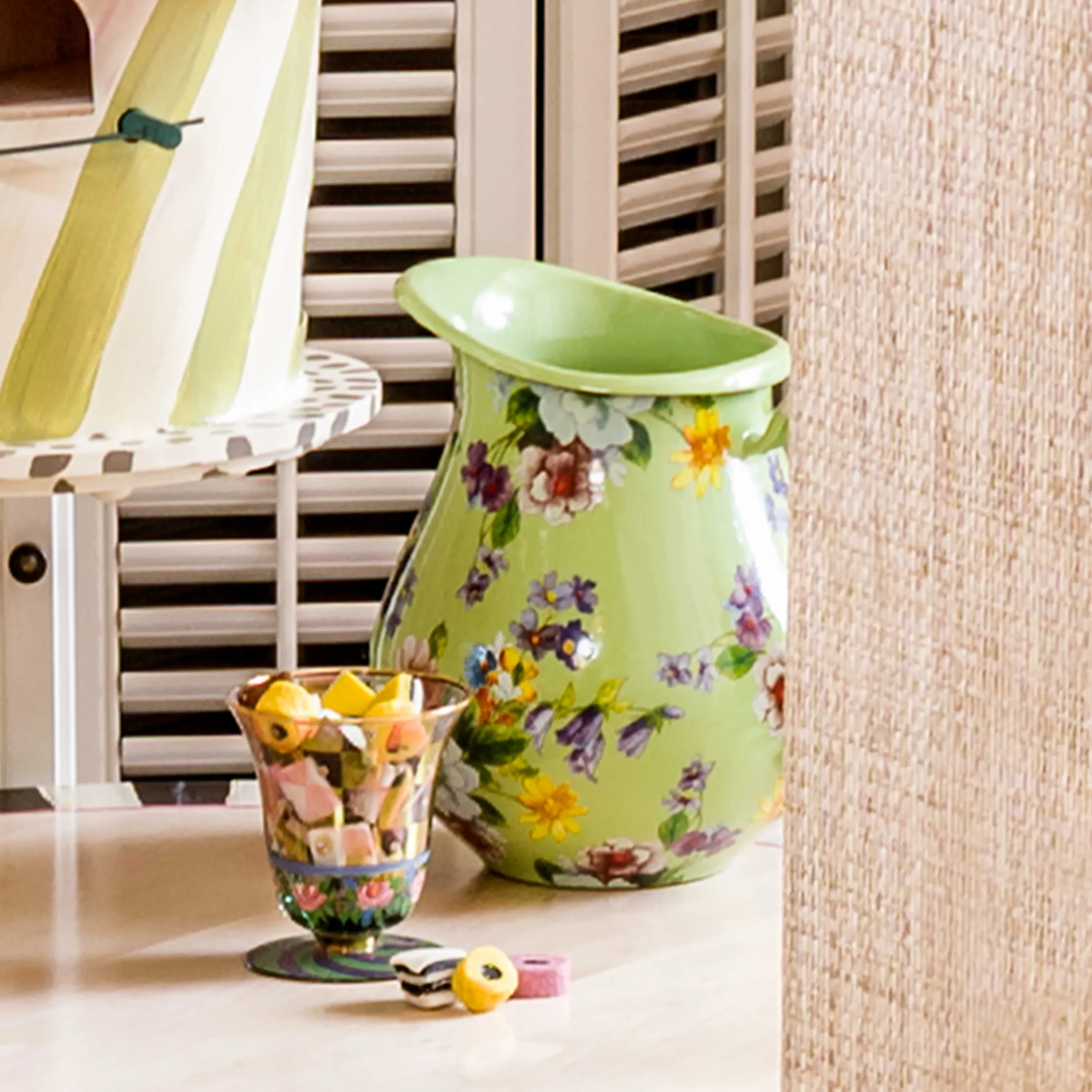 Flower Market Pitcher - Green|MacKenzie-Childs Hot