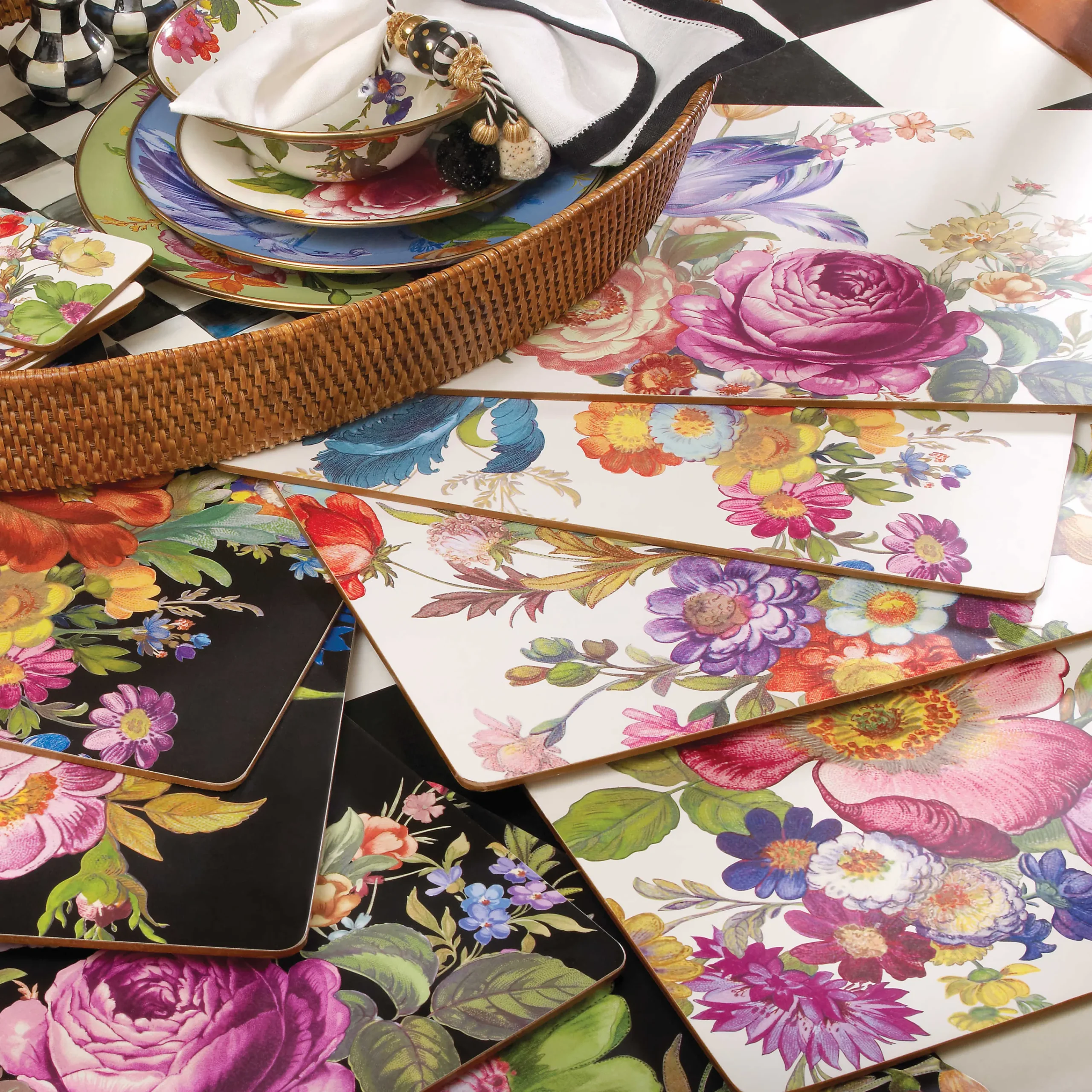 Flower Market Placemats - White - Set Of 4|MacKenzie-Childs Sale