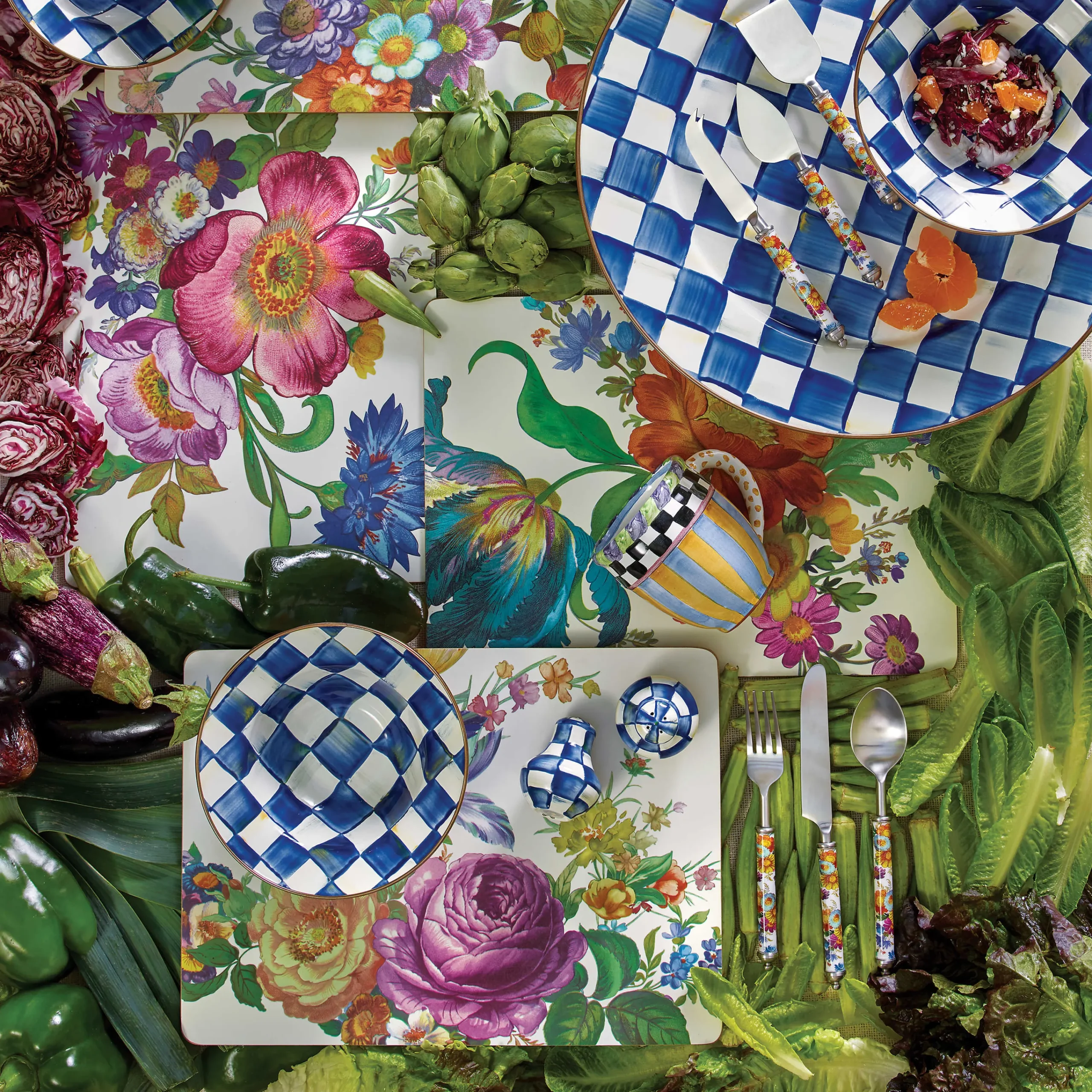 Flower Market Placemats - White - Set Of 4|MacKenzie-Childs Sale