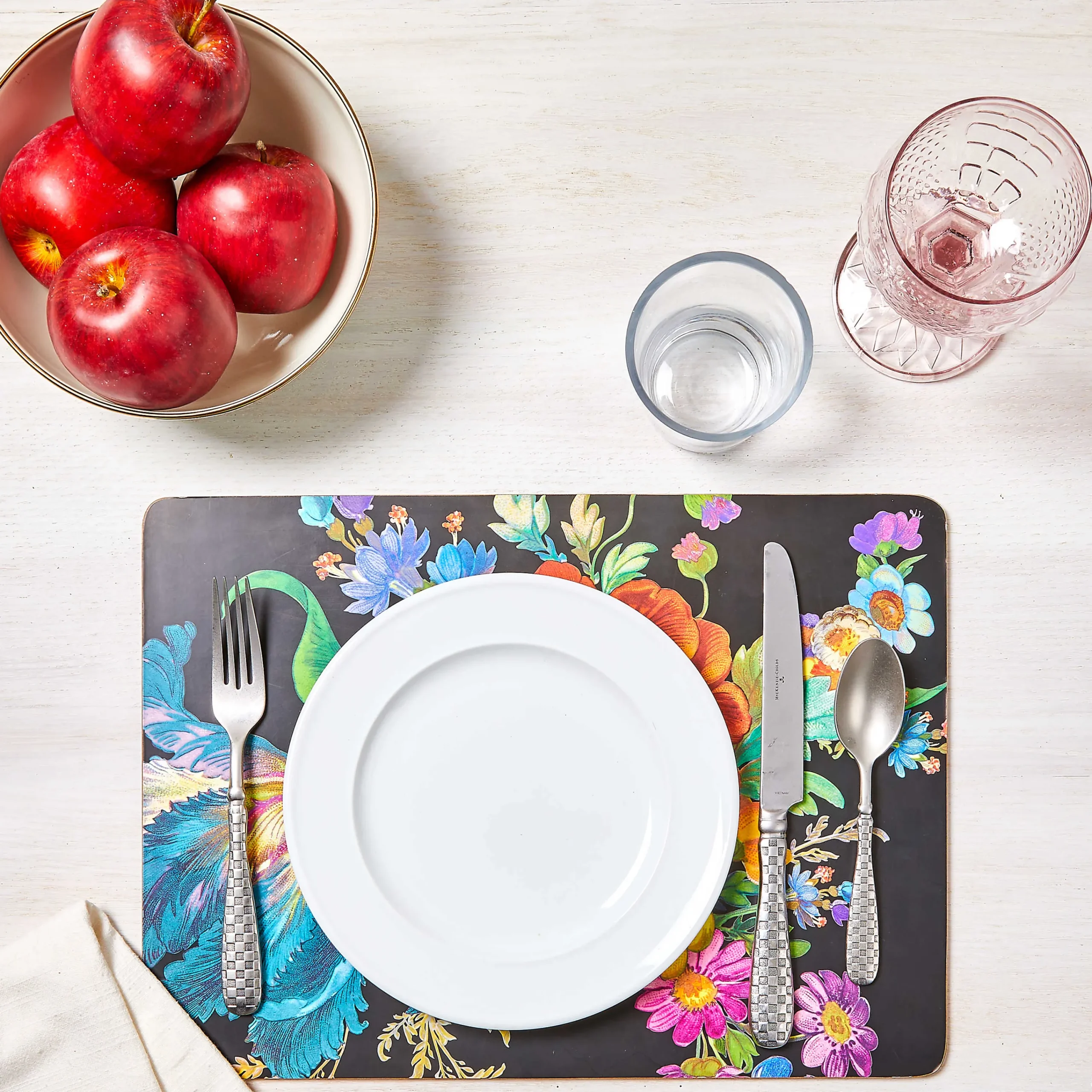 Flower Market Placemats - Black - Set Of 4|MacKenzie-Childs Best