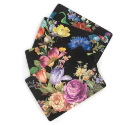 Flower Market Placemats - Black - Set Of 4|MacKenzie-Childs Best