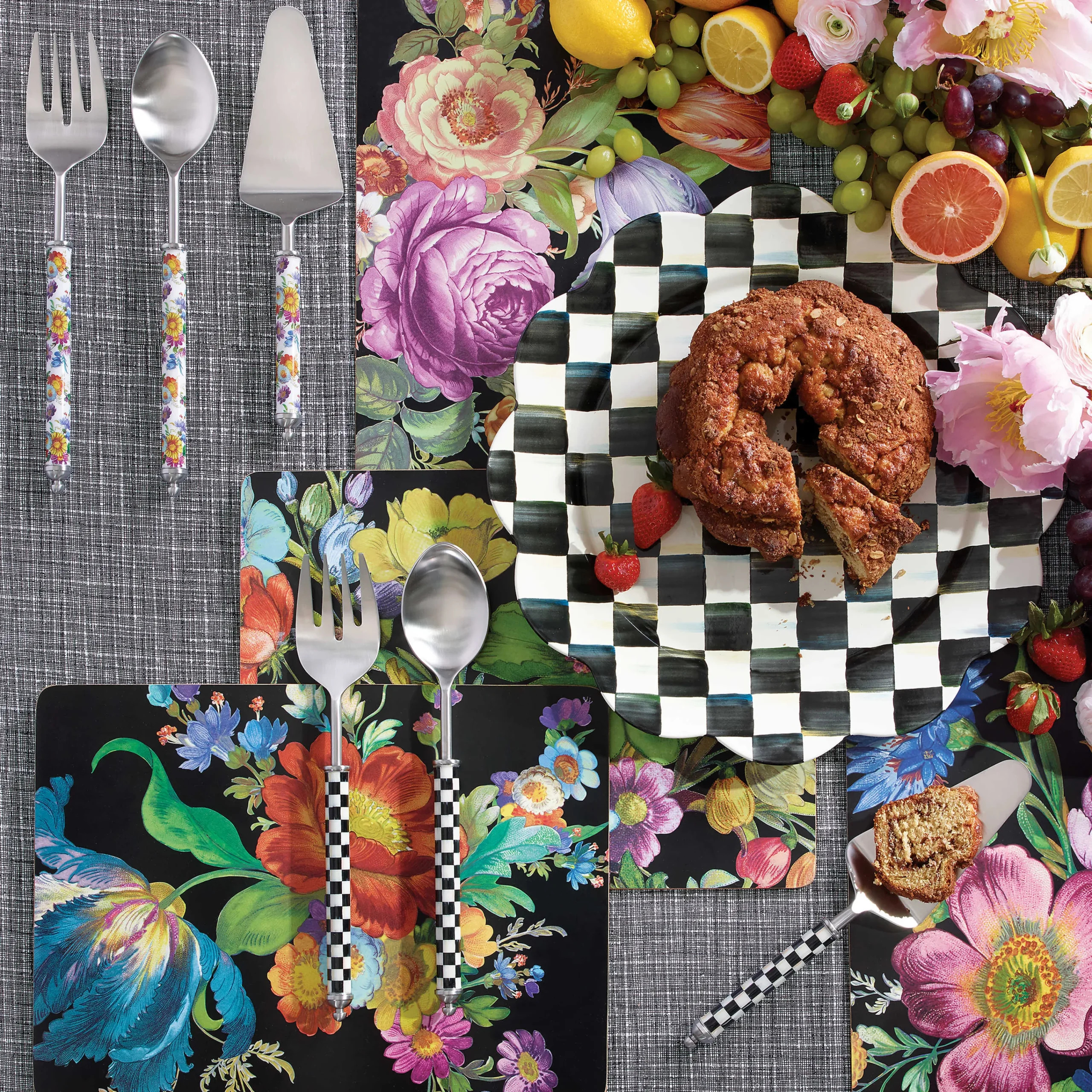 Flower Market Placemats - Black - Set Of 4|MacKenzie-Childs Best