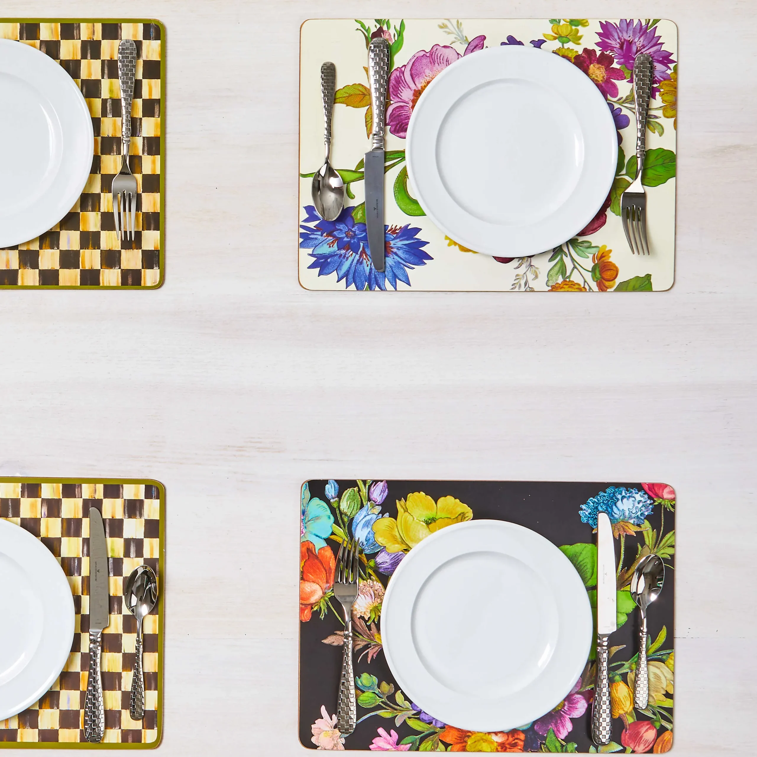 Flower Market Placemats - Black - Set Of 4|MacKenzie-Childs Best