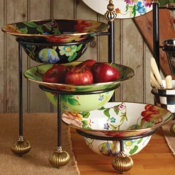 Flower Market Serving Bowl - Black|MacKenzie-Childs Clearance