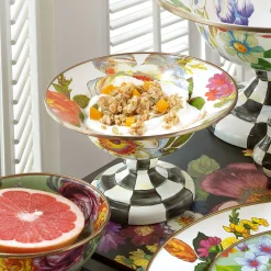 Flower Market Small Compote - White|MacKenzie-Childs Discount