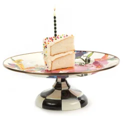 Flower Market Small Pedestal Platter - White|MacKenzie-Childs Best