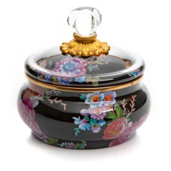 Flower Market Squashed Pot - Black|MacKenzie-Childs Online