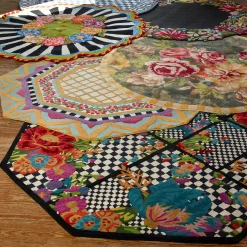 Flower Market Trellis Rug - Black - 6' Octagon|MacKenzie-Childs Online