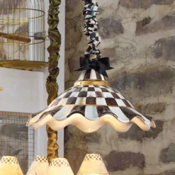 Fluted Hanging Lamp - Courtly Check|MacKenzie-Childs Hot