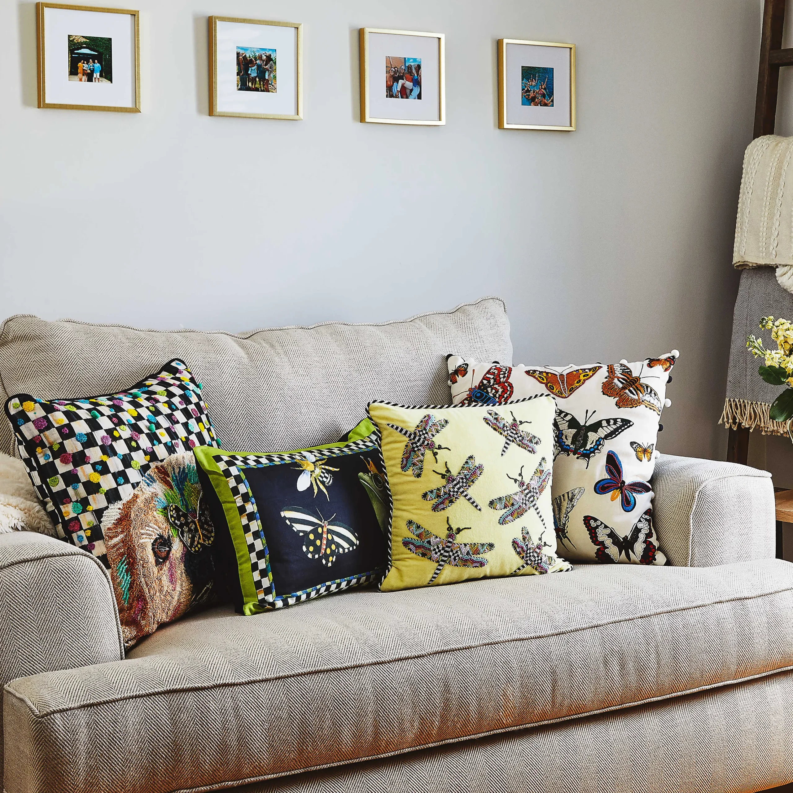 Frog And Bee Lumbar Pillow|MacKenzie-Childs Clearance