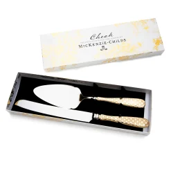 Gold Check Cake Serving Set|MacKenzie-Childs Clearance