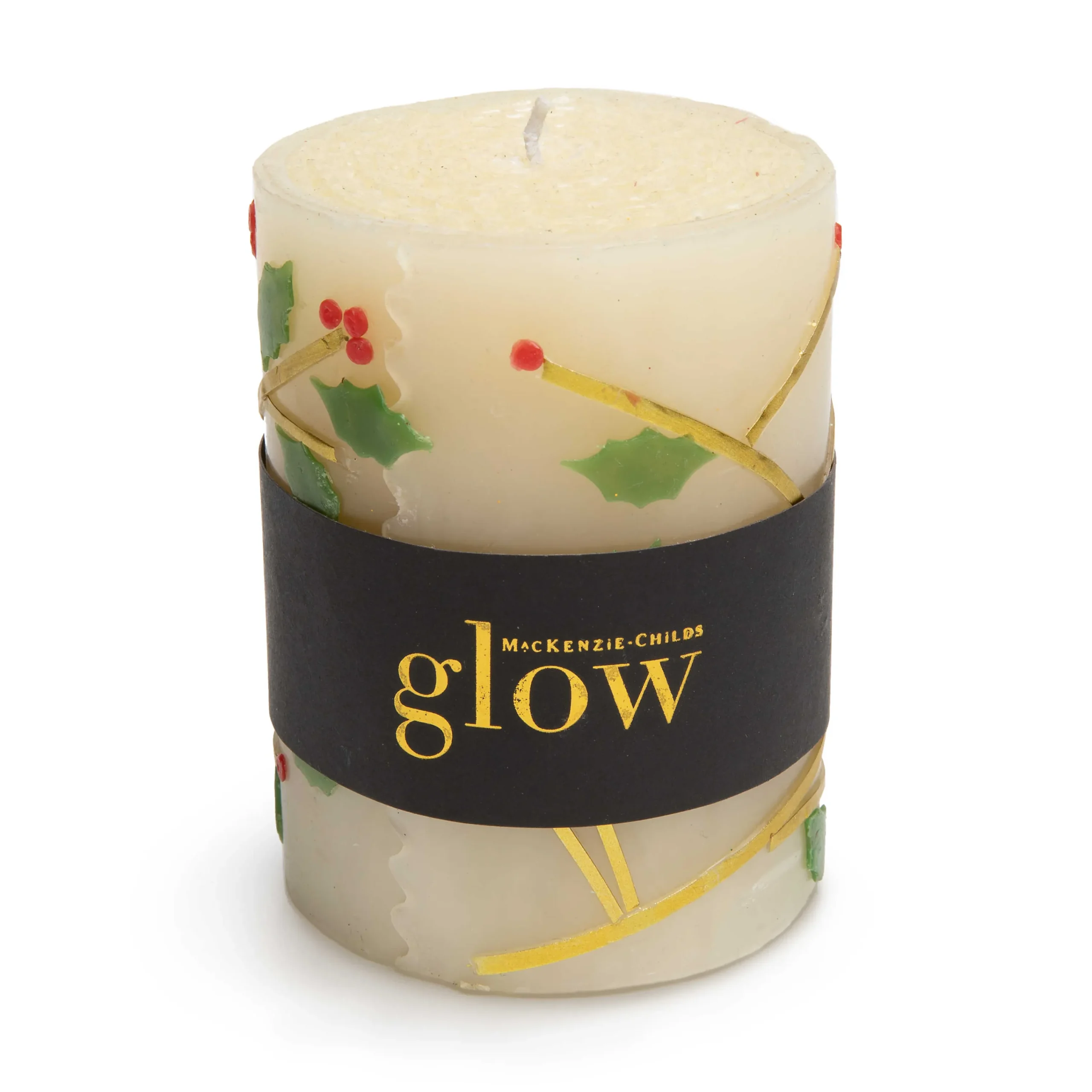 Holly Pillar Candle - 4"|MacKenzie-Childs Outlet
