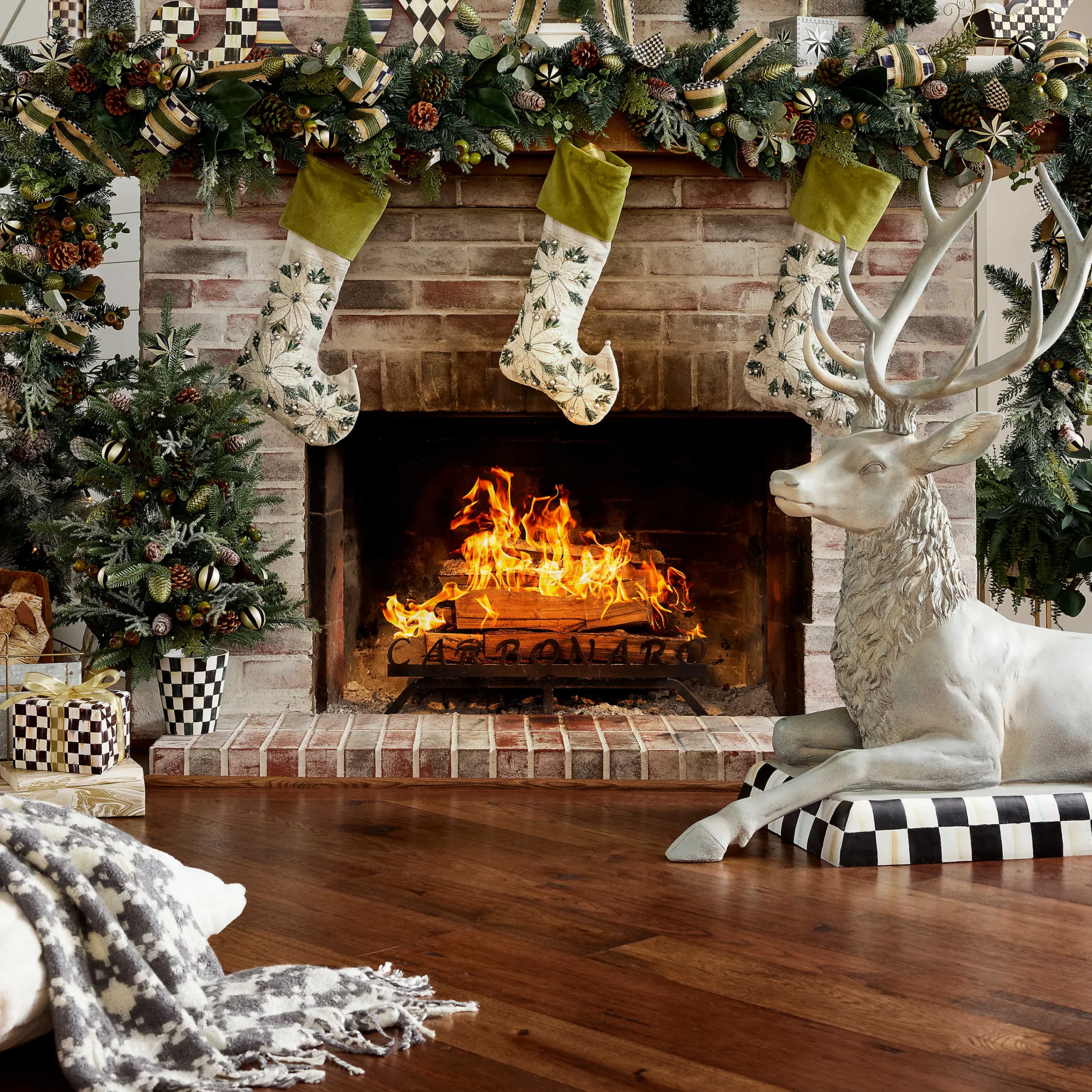 Houndstooth Throw - Grey & White|MacKenzie-Childs New