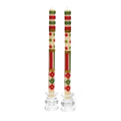Jester Dinner Candles - Red, Green, & Gold - Set Of 2|MacKenzie-Childs Clearance