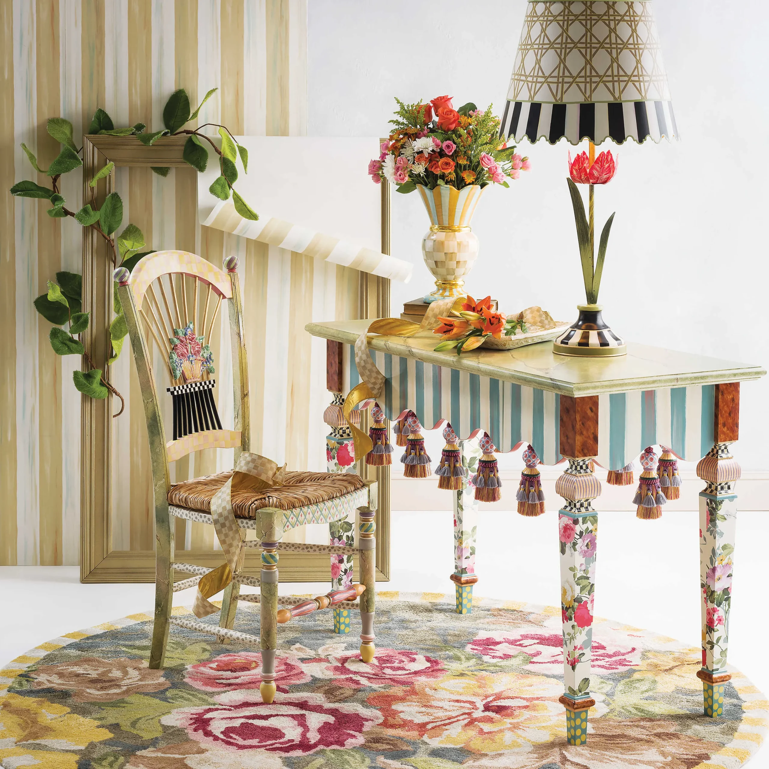 Light Flower Basket Side Chair|MacKenzie-Childs New