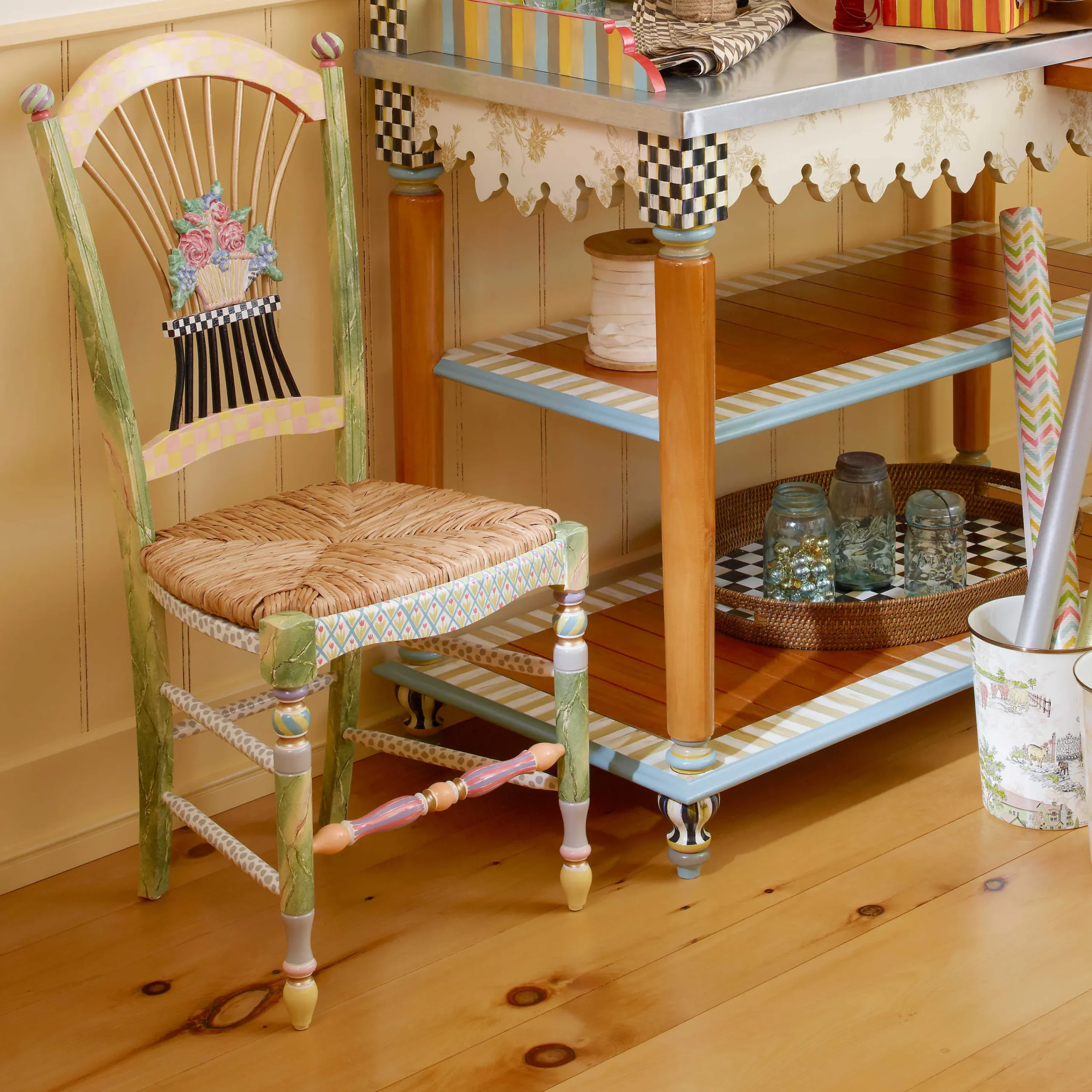 Light Flower Basket Side Chair|MacKenzie-Childs New