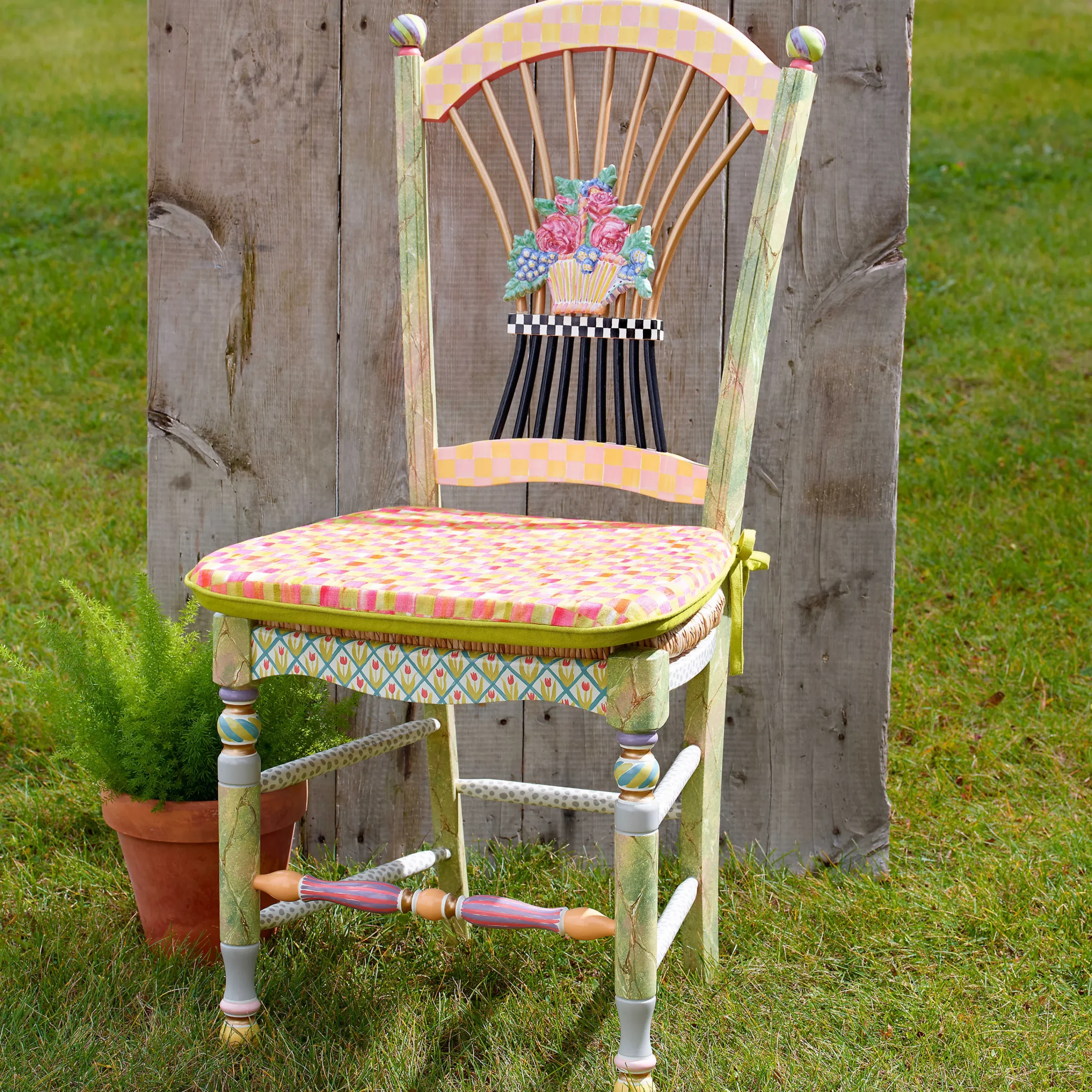 Light Flower Basket Side Chair|MacKenzie-Childs New