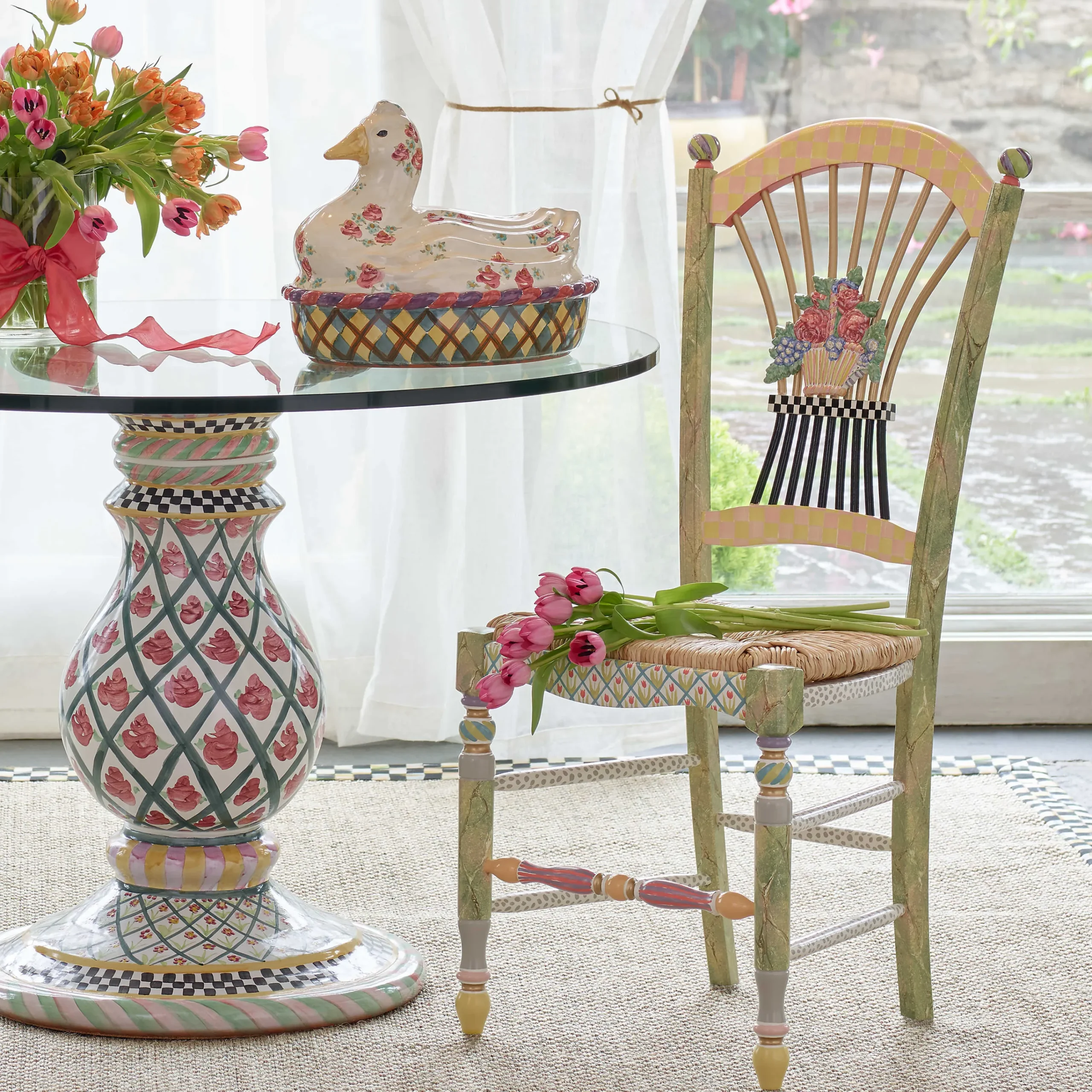 Light Flower Basket Side Chair|MacKenzie-Childs New