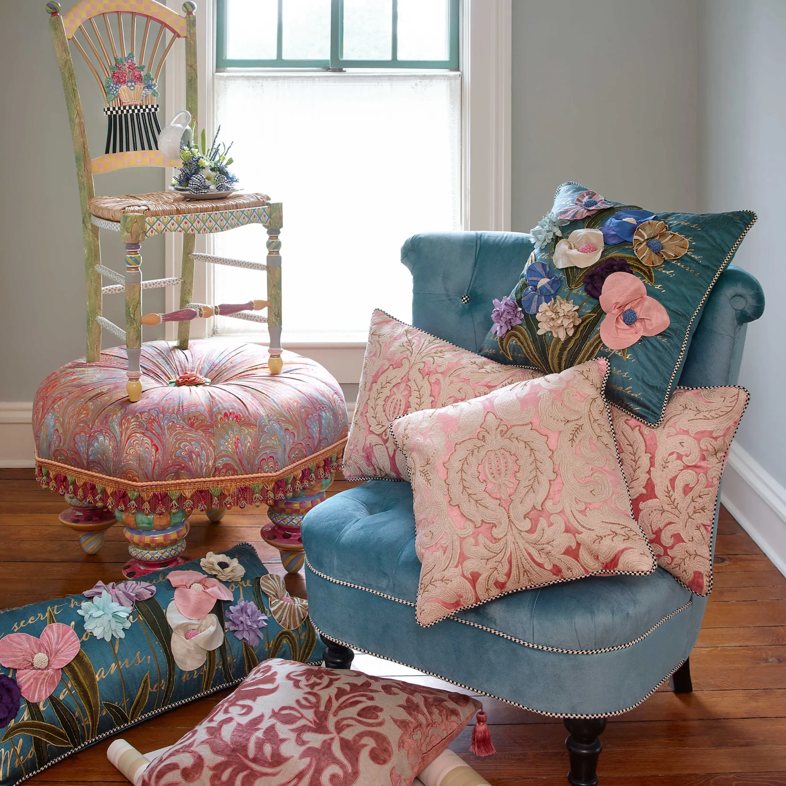 Light Flower Basket Side Chair|MacKenzie-Childs New