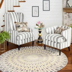 Marquee Accent Chair - Chenille Grey Stripe|MacKenzie-Childs Sale