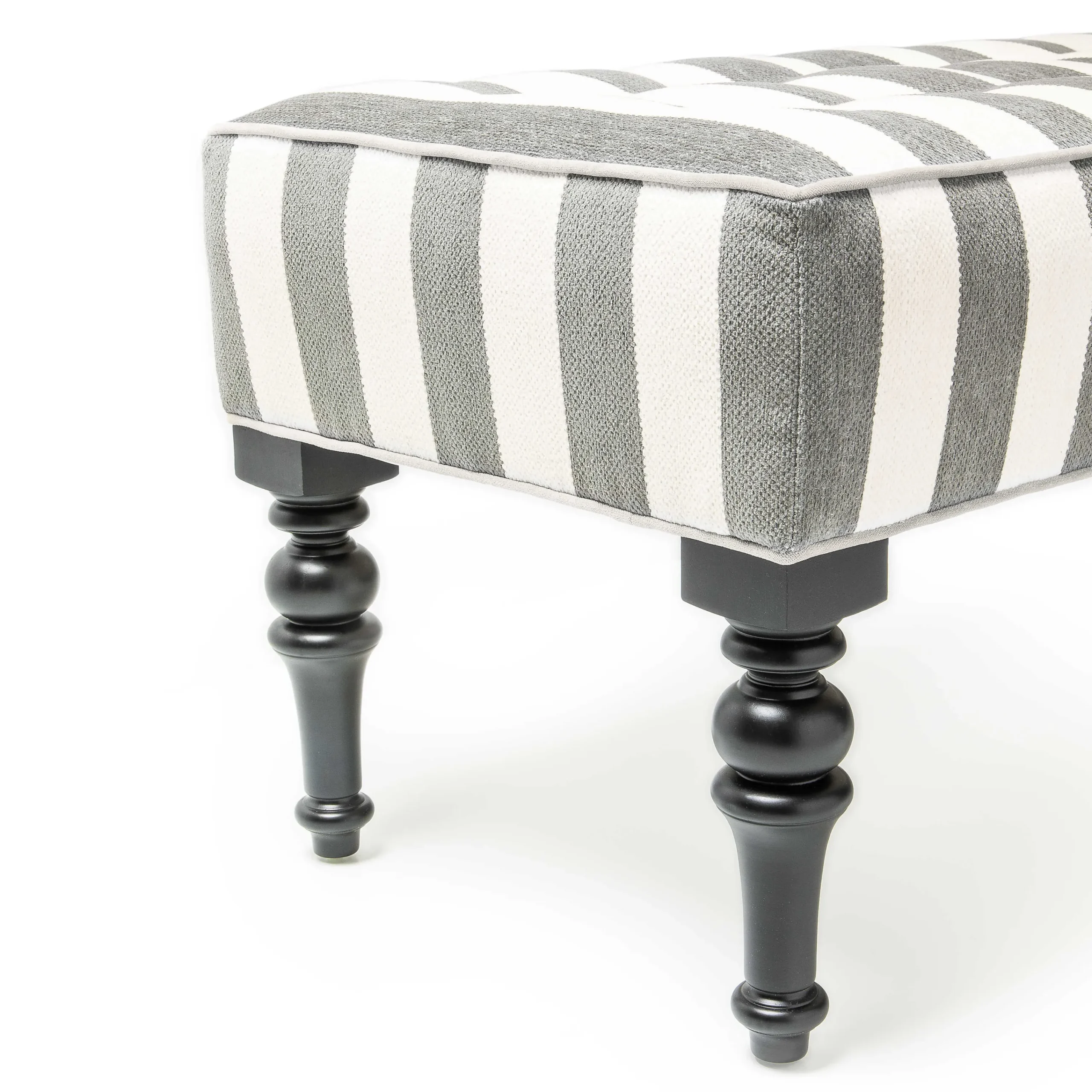 Marquee Bench - Chenille Grey Stripe|MacKenzie-Childs Best